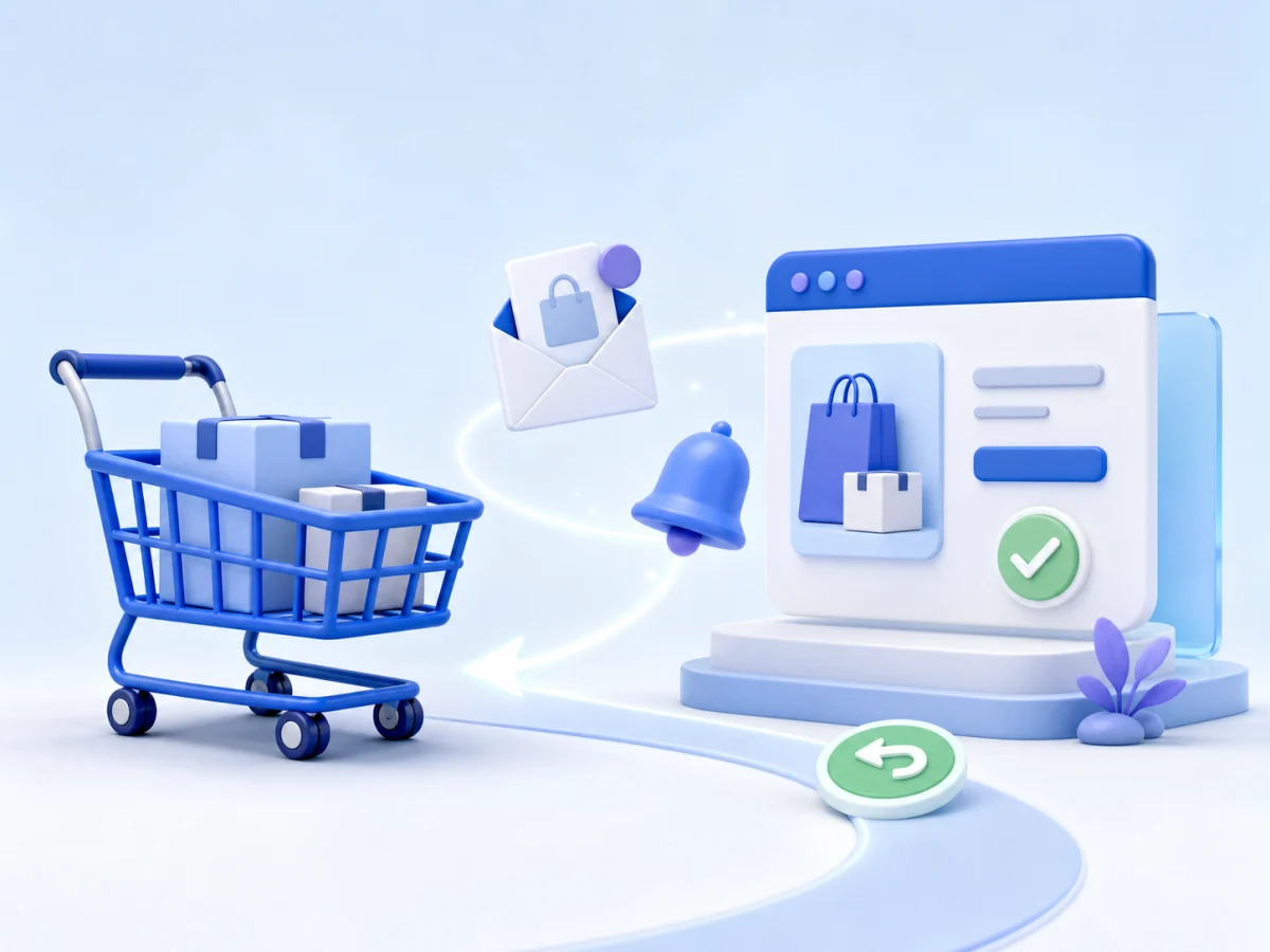 An automated email reminder guiding a customer back to an incomplete online shopping cart.