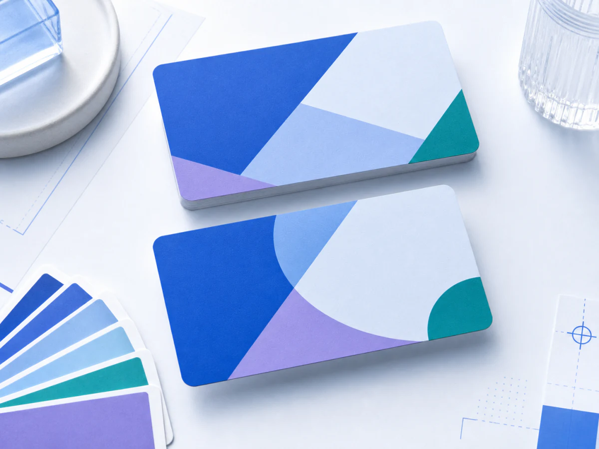 Two professionally arranged business-card design mockups.