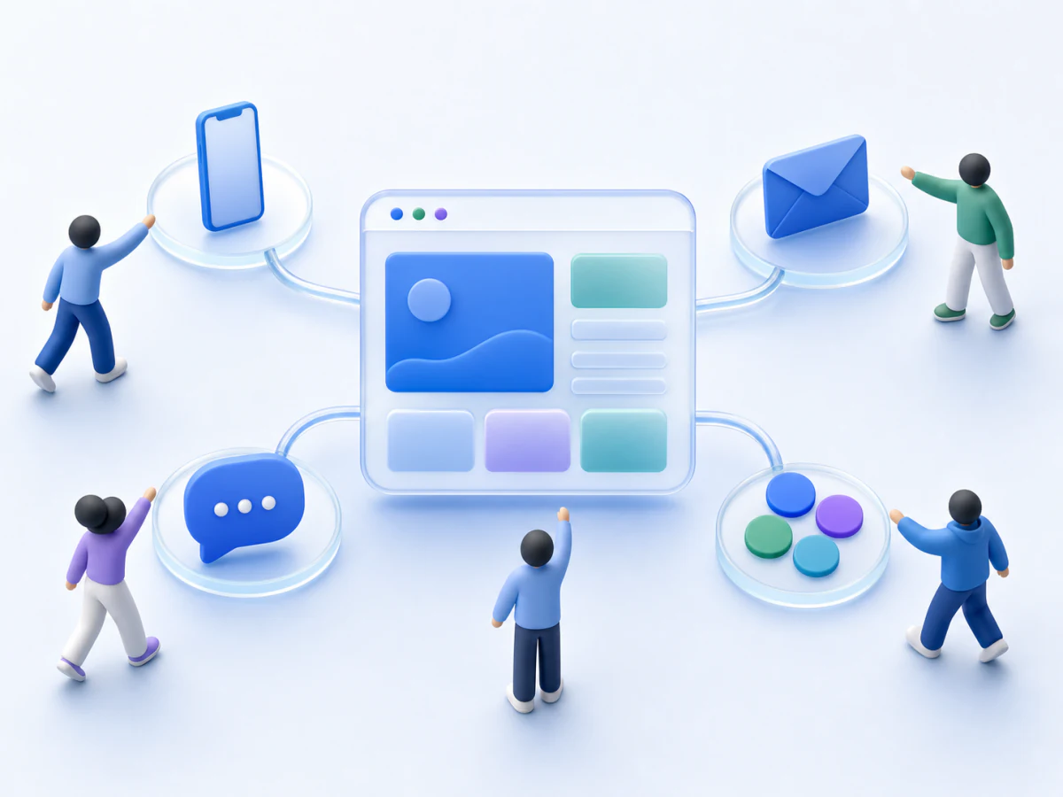 An NPO website connected to phone, email, chat and social contact routes.